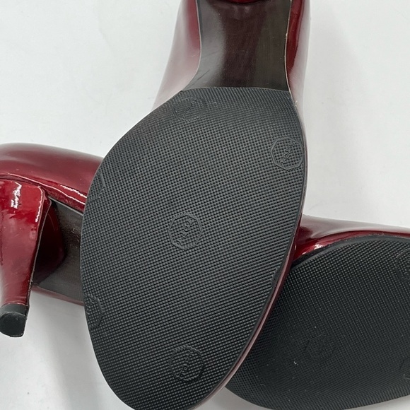 Stuart‎ Weitzman Burgundy Round Toe Patent Leather Pumps Style KH95757 Sz 7M - Picture 11 of 16